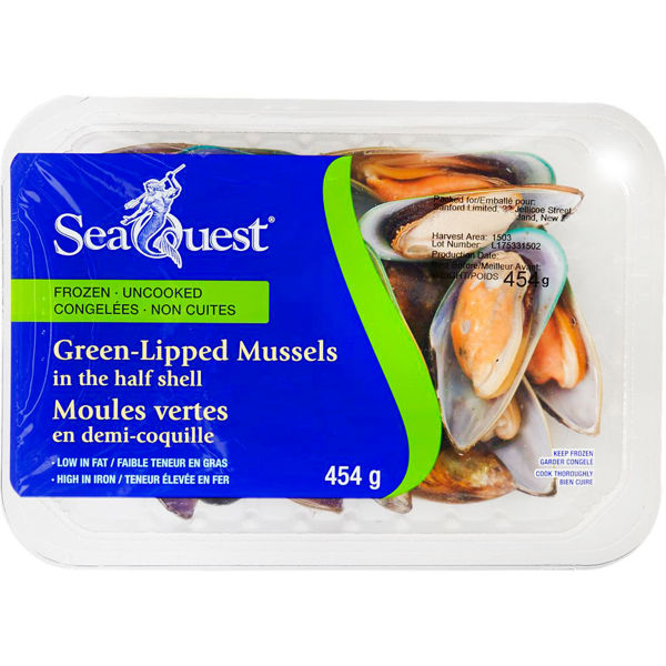 Picture of SEAQUEST NEW ZEALAND GREEN-LIPPED MUSSELS IN THE HALF SHELL [454 g]