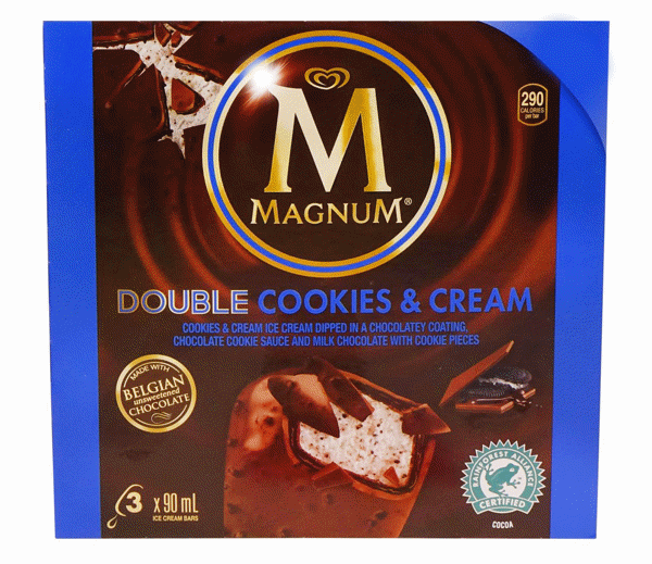 Picture of MAGNUM ICE CREAM BAR, DOUBLE COOKIES & CREAM [3X90 mL]