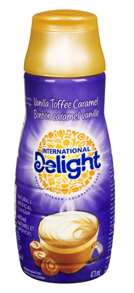 Picture of INTERNATIONAL DELIGHT FAT FREE COFFEE WHITENER, TOFFEE CARAMEL [473 mL]