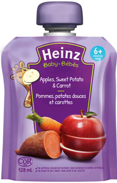 Picture of HEINZ STAGE 2 BABY FOOD POUCH, APPLE SWEET POTATO CARROT [128 mL]