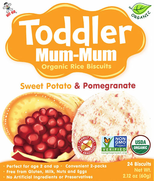 Picture of HOT KID ORGANIC RICE BISCUITS, SWEET POTATO & POMEGRANATE [60 g]