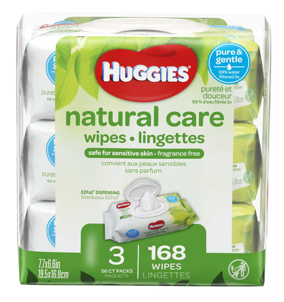 Picture of HUGGIES NATURAL CARE BABY WIPES [3X56 each]