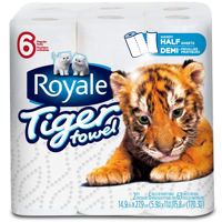 Picture of ROYALE TIGER TOWEL 2-PLY PAPER TOWELS HANDY HALF SHEETS [6 = 9 ROLLS]