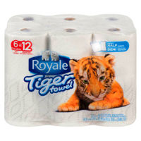Picture of ROYALE TIGER TOWEL 2-PLY PAPER TOWELS, HANDY HALF SHEETS, 6=12 ROLLS [6 ROLLS]