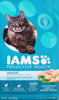 Picture of IAMS PROACTIVE HEALTH INDOOR WEIGHT AND HAIRBALL CARE DRY CAT FOOD [3.18 kg]