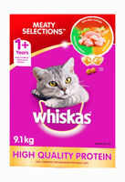 Picture of WHISKAS MEATY SELECTIONS DRY WITH REAL CHICKEN FOOD FOR CATS [9.10 kg]